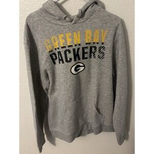 NFL Green Bay Packers Pull Over Hoodie Adult Large Gray Drawstring Pockets